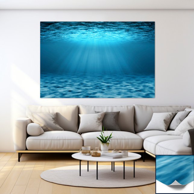 Poster Cena Subaquática de Oceano Azul com Raios de Luz S (Criador carregado)