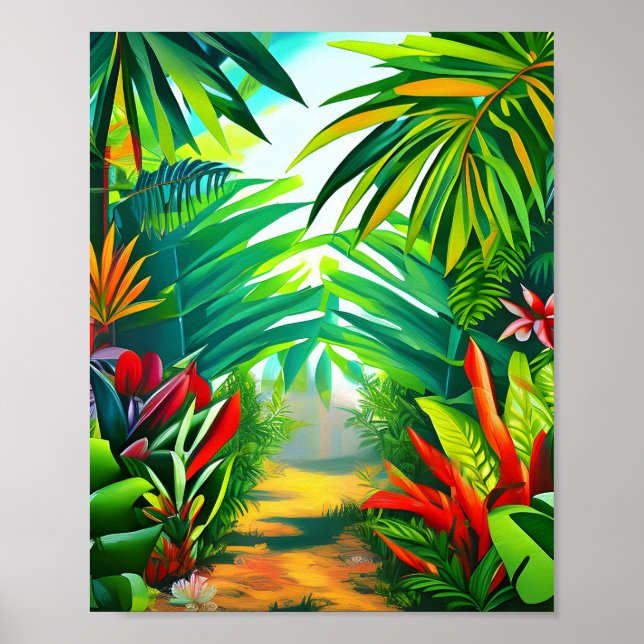Poster Cena tropical da selva (Frente)