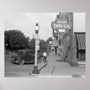 Poster Cena Urbana da rua, Ohio, 1938. Foto do vintage