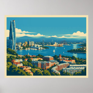 Poster Cenário da Cidade de Sydney Vintage Austrália 