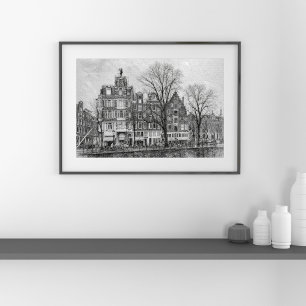 Poster Cenário da Cidade do Canal de Amsterdã – Desenho à
