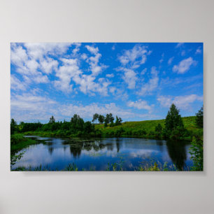 Poster Cenário da Natureza Paisagem Lago Árvores Belarus 