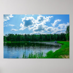 Poster Cenário da Natureza Paisagem Lago Nuvem Belarus Po
