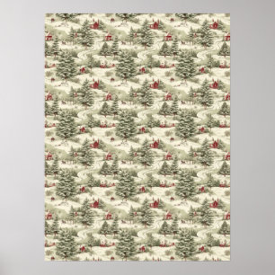 Poster Cenário de inverno no País dos natais vintages