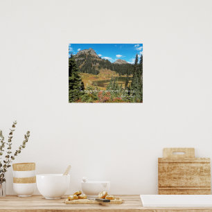 Poster Cenário de Paisagem de Lago na Montanha Citação de