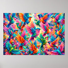 Poster Cenário de Sonho de Beija-flor Vibrante – Boho Tro
