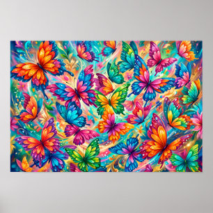 Poster Cenário de Sonho de Borboleta Vibrante – Boho Trop
