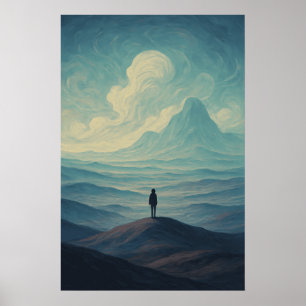 Poster Cenário de Sonho Imersivo de Solidão Montanha Su