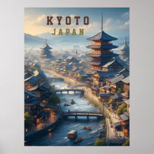 Poster Cenário de Viagem Antigo de Quioto Japão