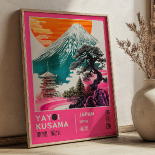 Poster Cenário Japonês Exposição de Arte Rosa Yayoi Kusam
