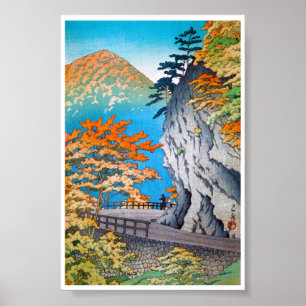 Pôster Cenário japonês oriental legal da montanha do