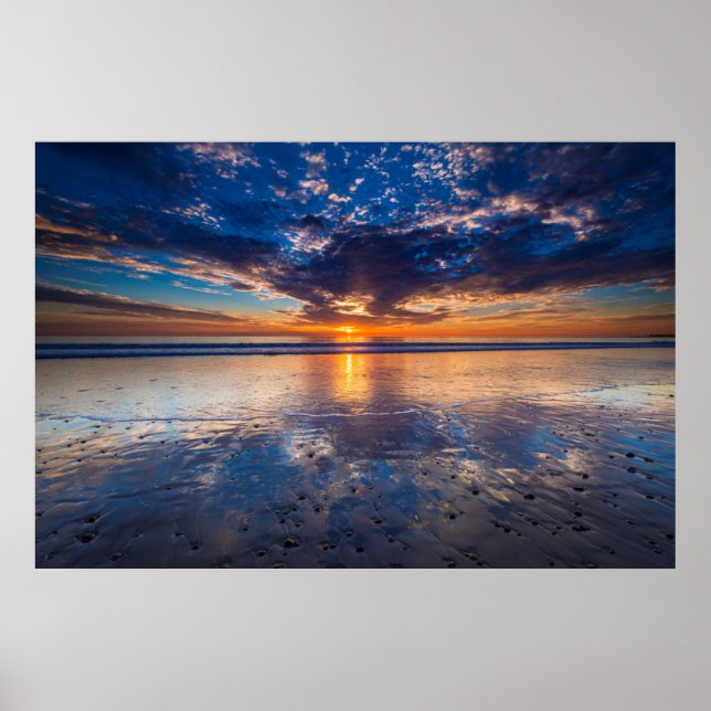 Poster Cenário marinho dramático, pôr do sol, CA (Frente)