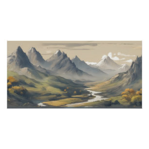 Pôster Cenário montanhoso panorâmico