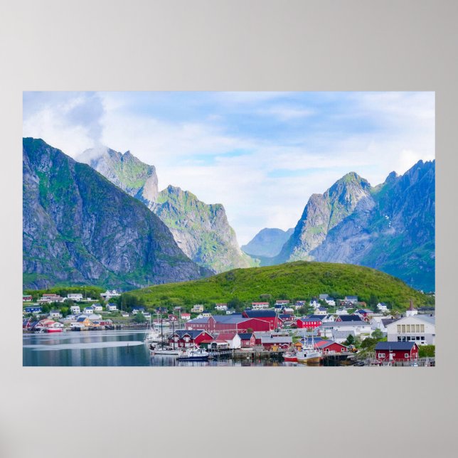 Poster Cenário norueguês Lofoten Ilhas Noruega (Frente)