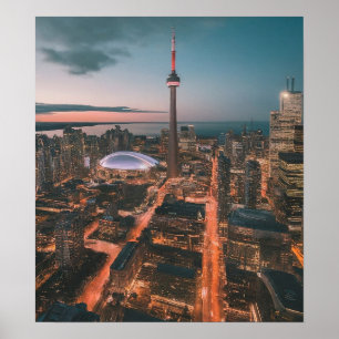 Poster Cenário urbano do centro de Toronto, arte do centr