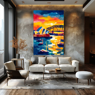 Poster Cenário urbano Fauvista de Sydney – Porto da Casa