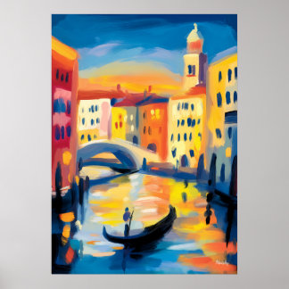 Poster Cenário Urbano Fauvista de Veneza – Colorido Canal