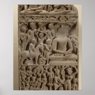 Poster Cenas da vida de Buddha, Sarnath, Uttar Pradesh