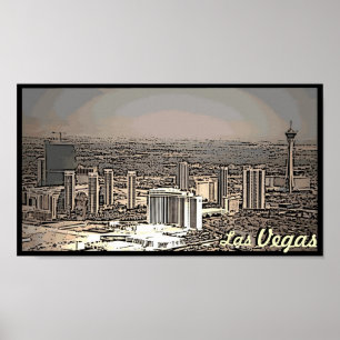 Poster cénico da cidade do vintage de Las Vegas