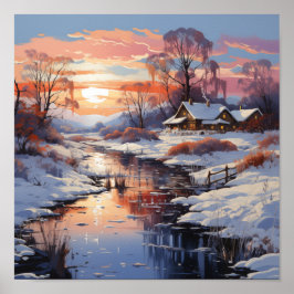 Poster cênico do Sol de inverno ao ar livre