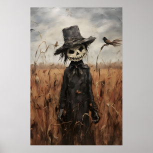 Poster Cenoura Assustadora no Campo de Outono, Halloween