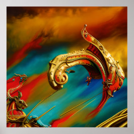 Poster Cenoura-de-chá-ouro vermelho-Abstrato surreal