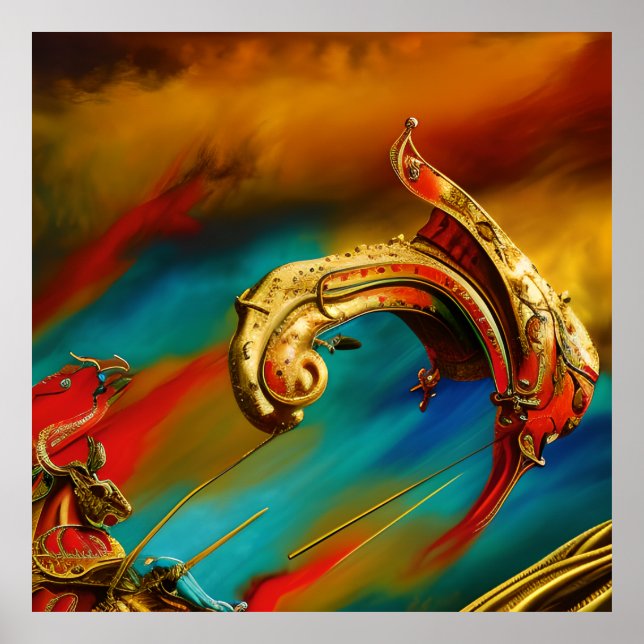 Poster Cenoura-de-chá-ouro vermelho-Abstrato surreal (Frente)