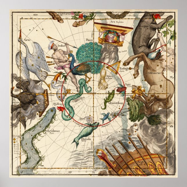 Pôster Centaurus, Indus, Chamaeleon, Eridanus, Lupulus (Frente)