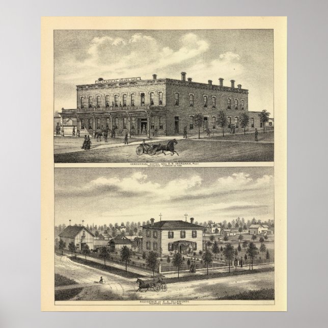 Pôster Centennial Hotel, Tecumseh e Neb, Nebraska (Frente)