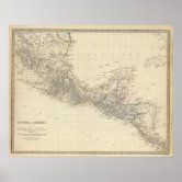 Poster México e América Central: MAPA detalhado de 1961..