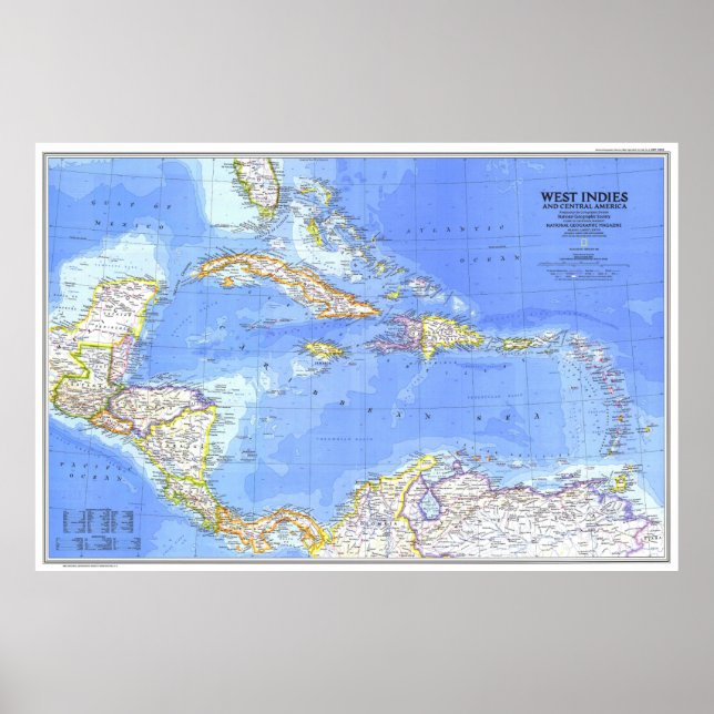 Poster " Central America & West Indies: 1981 Detailed MAP (Frente)