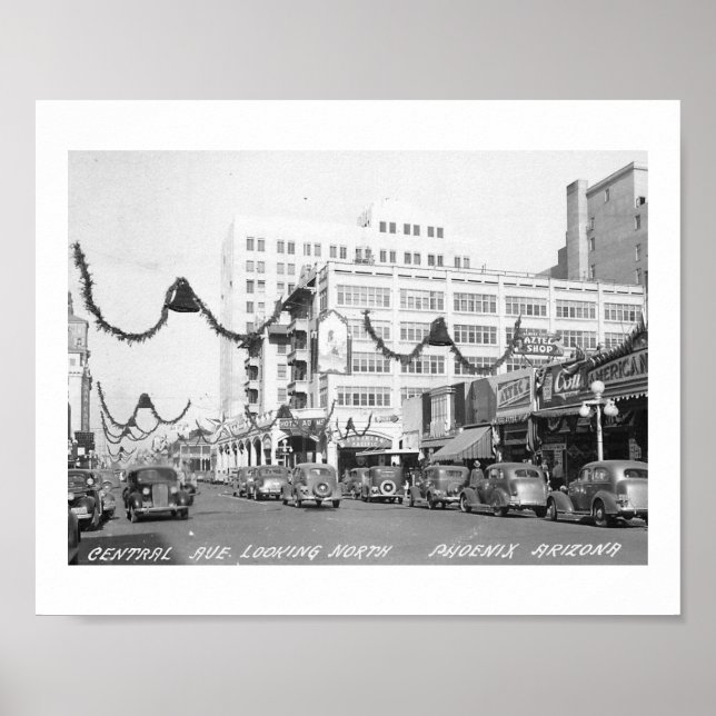 Poster Central Ave., Phoenix, Arizona Vintage (Frente)
