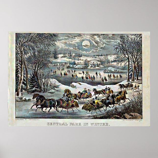 Poster Central Park em inverno Currier & Ives (Frente)