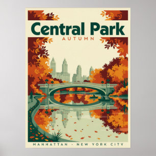 Poster Central Park Manhattan Nova York Outono Ponte