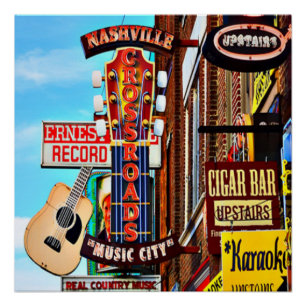 Pôster Centro 20" de Nashville x 20" poster