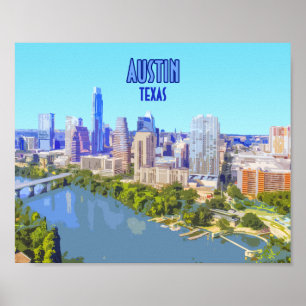 Poster Centro Austin Vintage