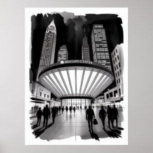 Poster Centro Barclays Brooklyn Multidão Noturna
