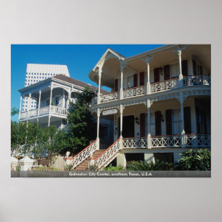 Poster Centro da cidade de Galveston, sul do Texas, EUA