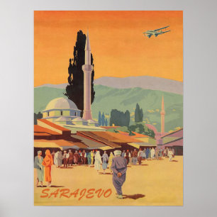 Poster Centro da cidade de Sarajevo, Bósnia, viagens