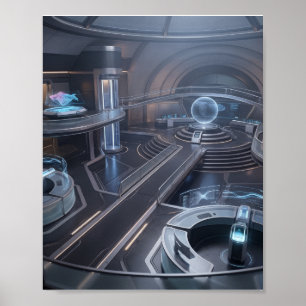 Poster Centro de Comando de Jogos Cibernéticos Futuristas