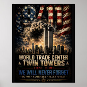 Poster Centro de Comércio Mundial Nunca Esqueça Patriótic