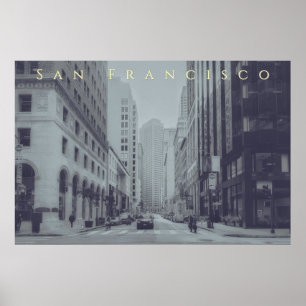 Poster Centro de São Francisco Monocromático Vintage