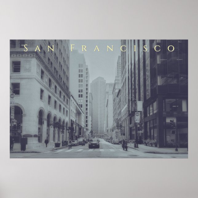 Poster Centro de São Francisco Monocromático Vintage  (Frente)