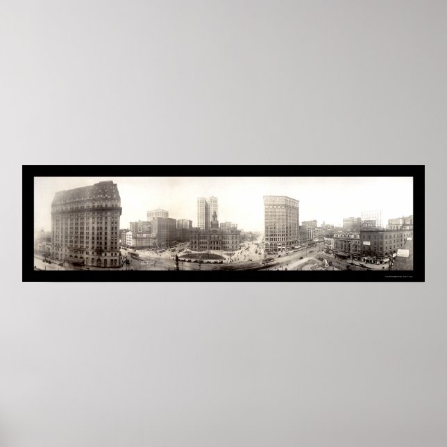 Pôster Centro Detroit Foto 1914 (Frente)
