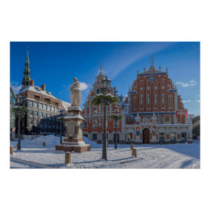 Pôster Centro histórico de cidades em Riga, Letónia