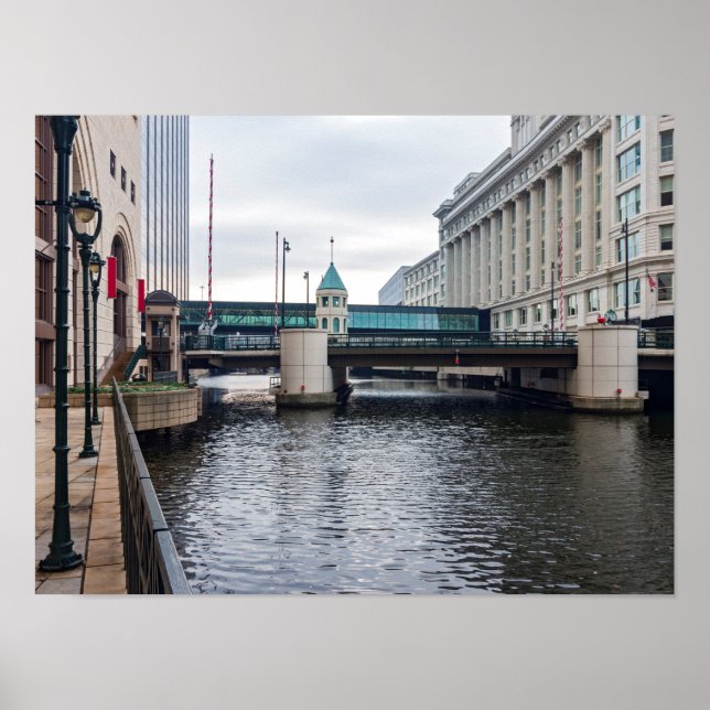 Poster centro milwaukee riverfront e arquitetura (Frente)