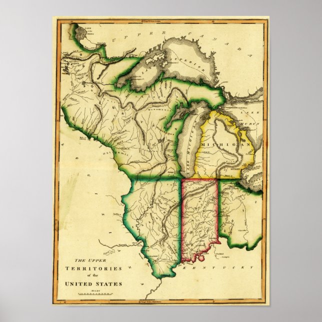 Pôster Centro-Oeste dos Estados UnidosMapa Panorâmico (Frente)