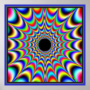 Poster Centro preto de pulsação com cores de irradiaç