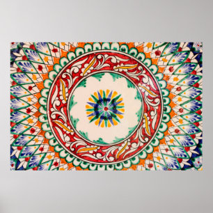Poster Cerâmica com padrão uzbek tradicional pintado à mã
