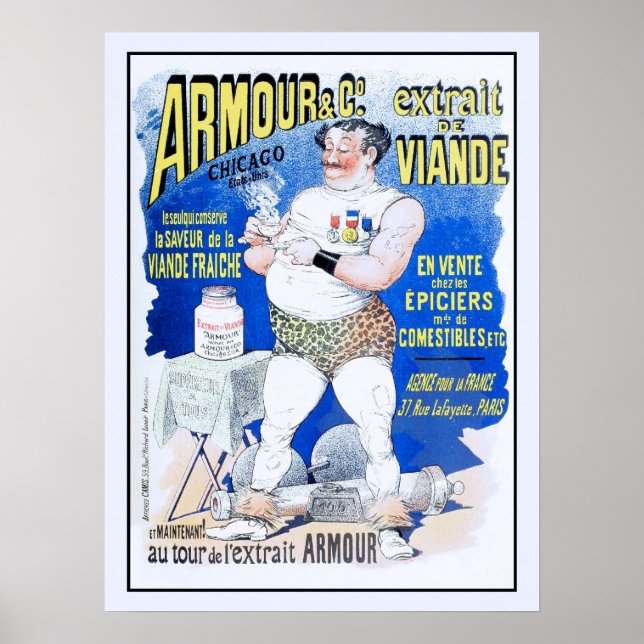 Poster Cerca de 1890 Publicidade sobre extratos de carne (Frente)